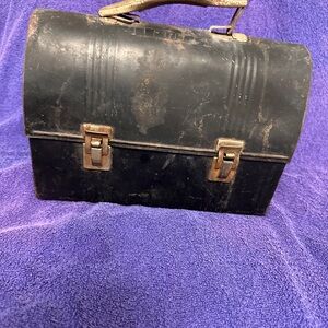 BLACK DOME METAL LUNCH BOX PAIL COAL MINERS STEEL VINTAGE